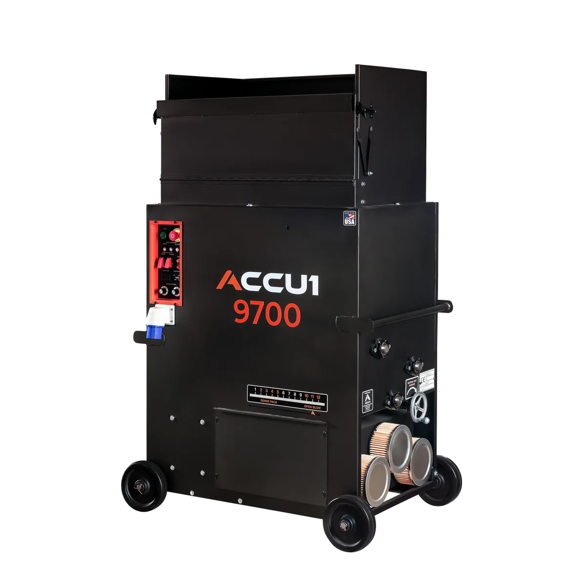 ACCU1 9700 dual blower insulation machine – front view, hopper closed