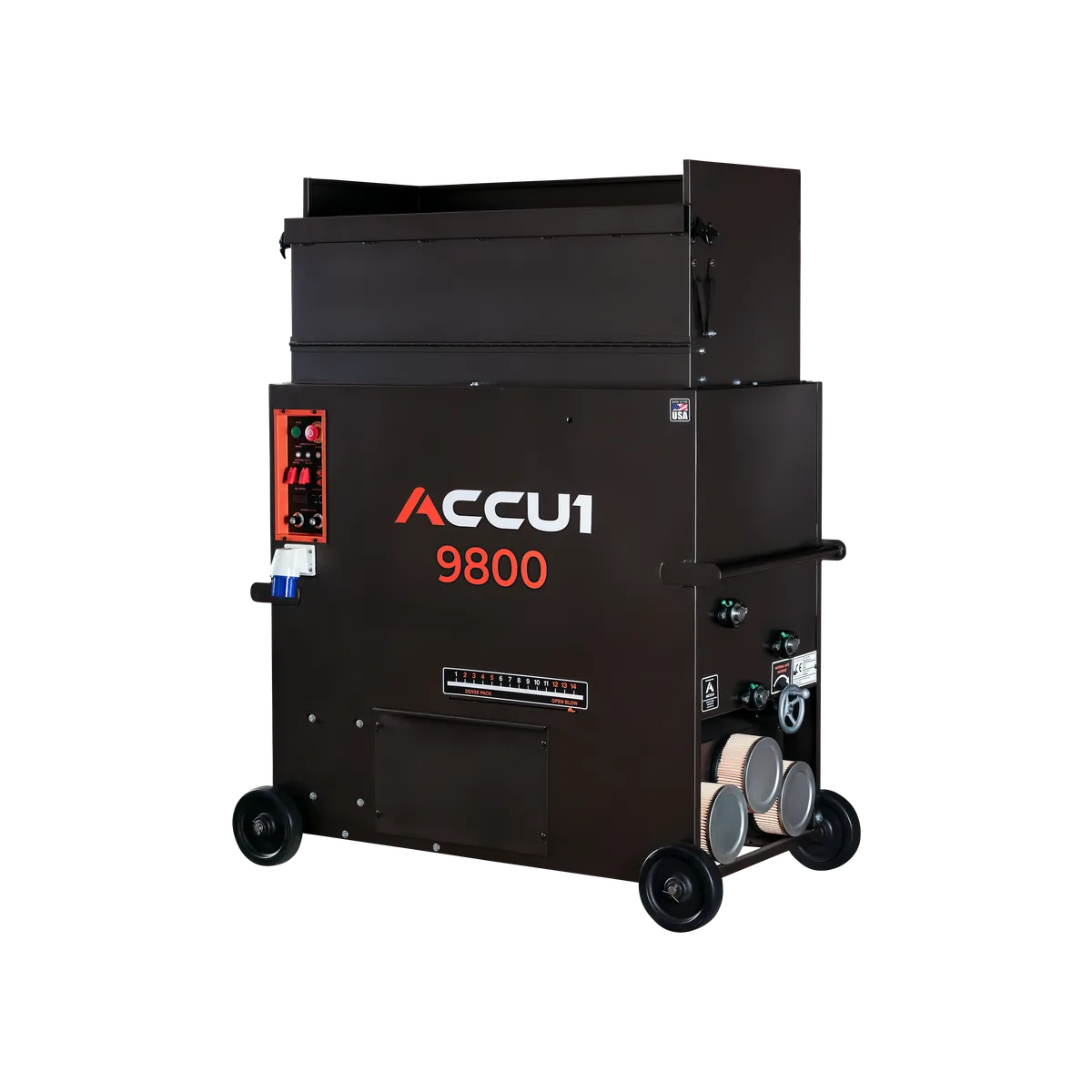 ACCU1 9800 wood fibre insulation blowing machine – front view, hopper closed